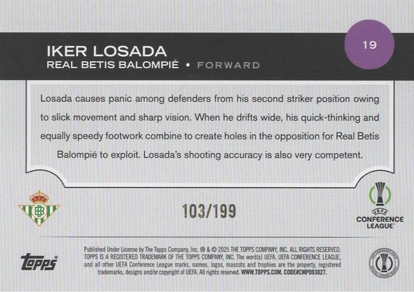 Topps UCC Flagship 2024/25 Iker Losada Real Betis Parallel UEFA Club 103/199