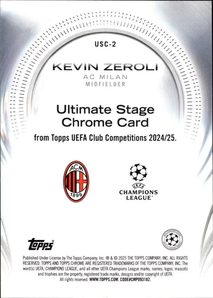 Topps UCC Flagship 2024/25 Kevin Zeroli Ultimate Stage AC Milan UEFA Club Card