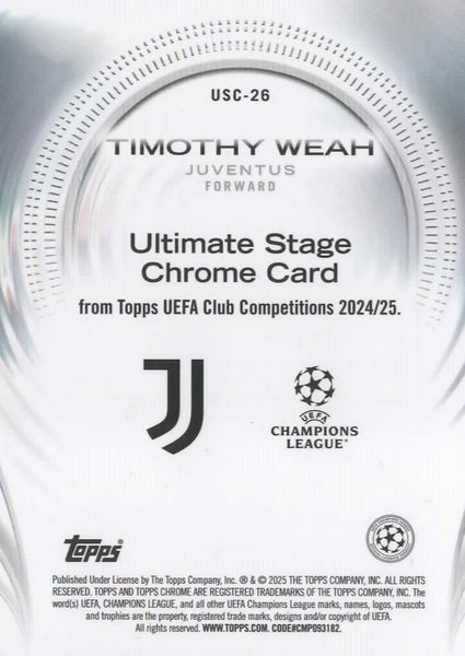 Topps UCC Flagship 2024/25 Timothy Weah Ultimate Stage Parallel UEFA 137/199