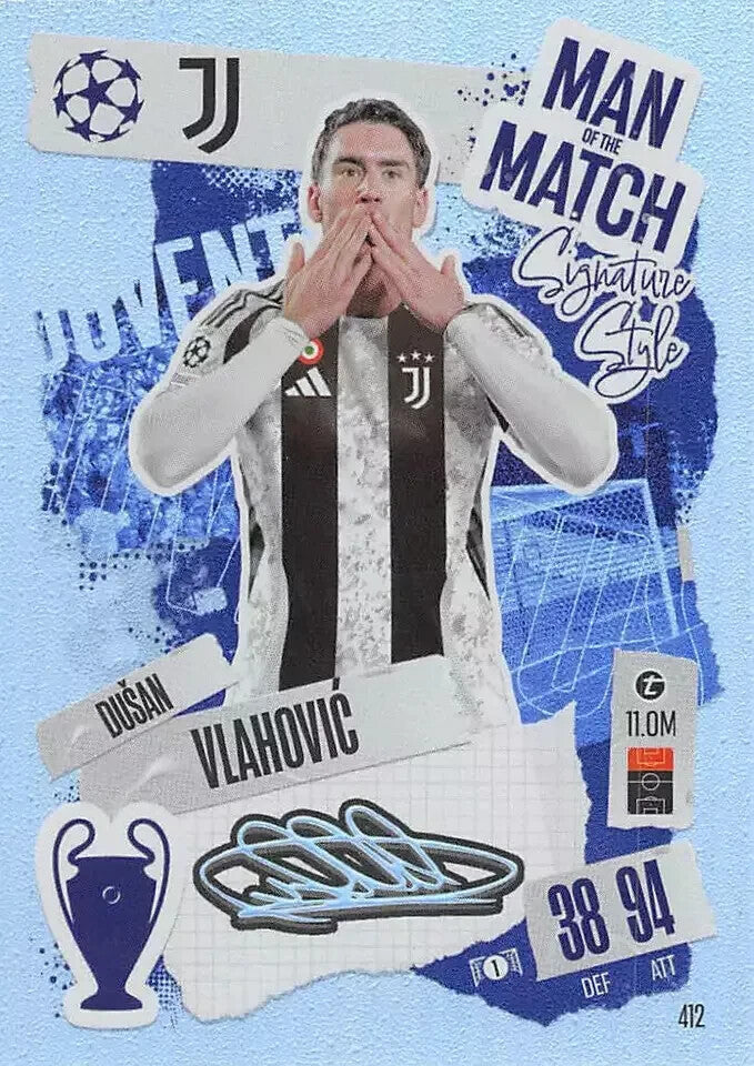 Topps Match Attax 2024/2025 24/25 Dusan Vlahovic Man of the Match Signature #412