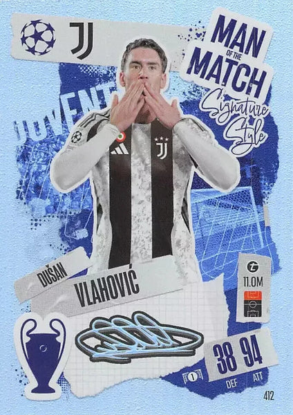 Topps Match Attax 2024/2025 24/25 Dusan Vlahovic Man of the Match Signature #412