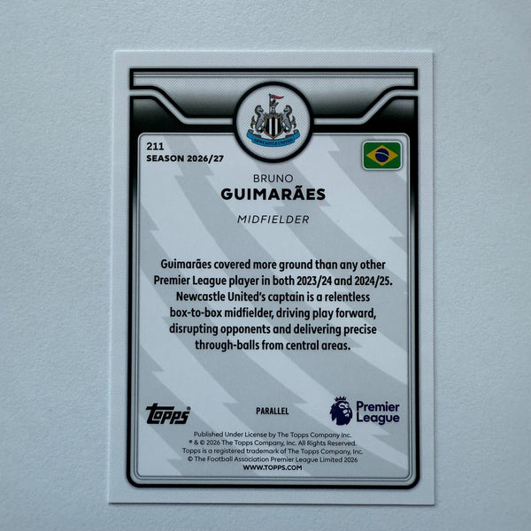 Topps Flagship Premier League 2026/27 Bruno Guimaraes Pink /399 Newcastle #211