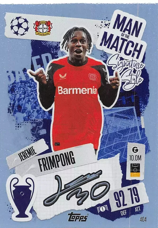 Topps Match Attax 2024/2025 24/25 Jeremie Frimpong Man of the Match Signature