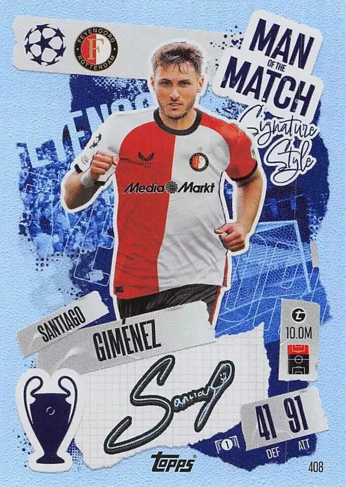 Topps Match Attax 2024/2025 24/25 Santiago Gimenez Man of the Match Signature