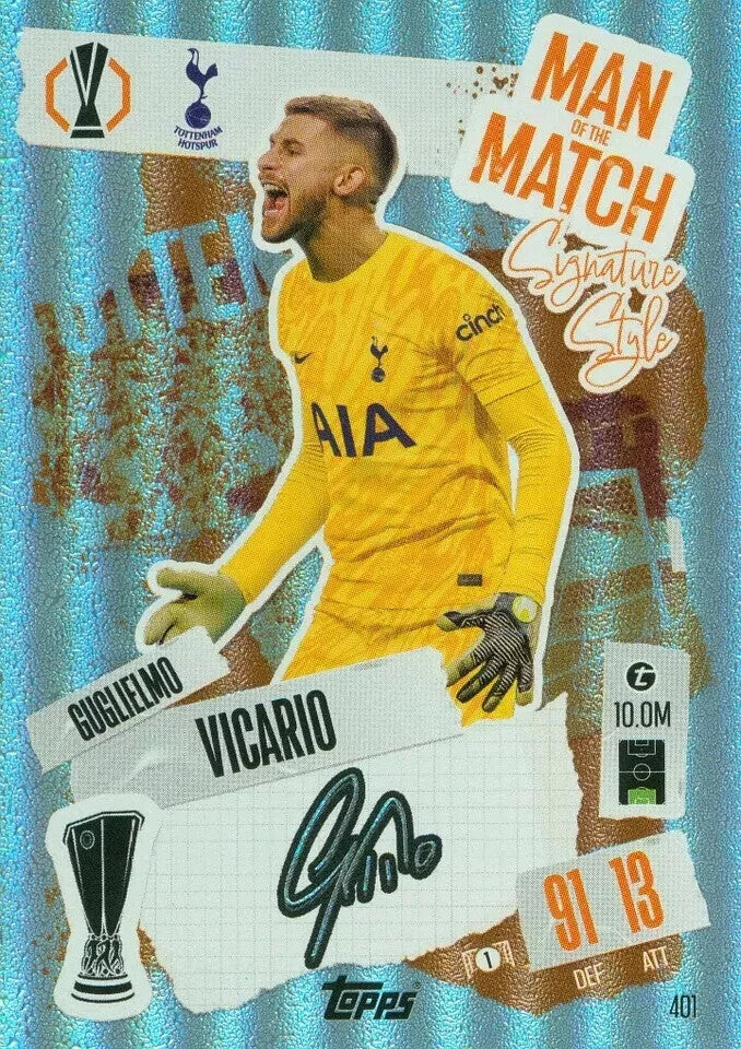 Topps Match Attax 2024/2025 24/25 Guglielmo Vicario Man of the Match Signature