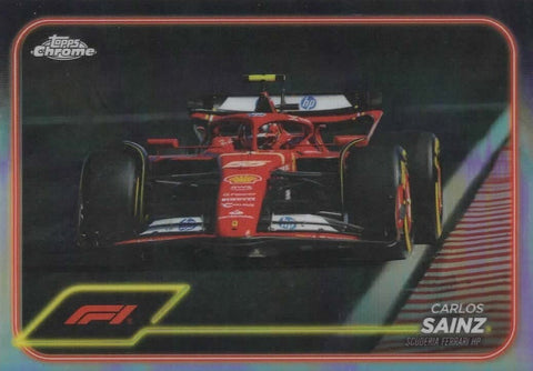 Topps Chrome Formula 1 2024 Carlos Sainz Ferrari Refractor #76 Card