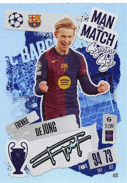 Topps Match Attax 2024/2025 24/25 Frenkie de Jong Man of the Match Signature