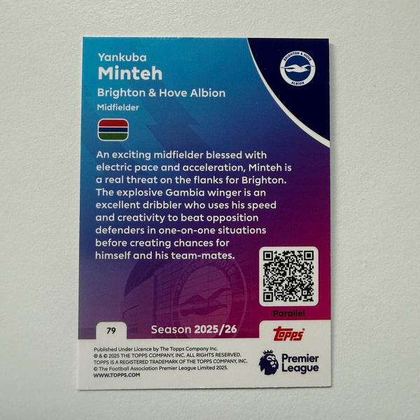Topps Premier League 25/26 Yankuba Minteh Brighton Pink Parallel Card /399