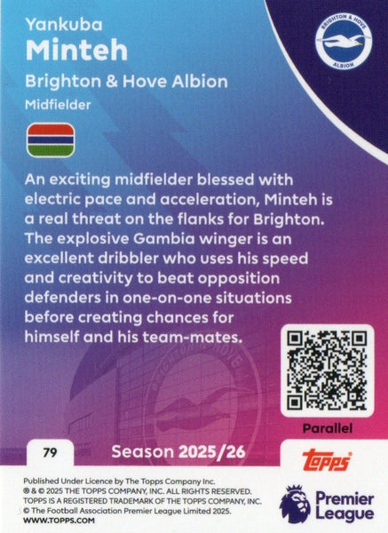 Topps Premier League 25/26 Yankuba Minteh Brighton Pink Parallel Card /399