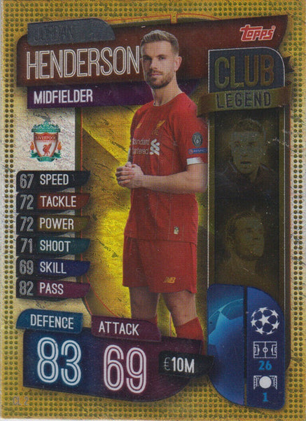 2019 Topps Champions League 19 20 CL2 Jordan Henderson Club Legend Trading Card