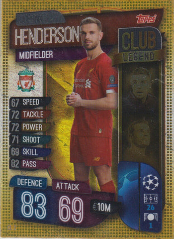 2019 Topps Champions League 19 20 CL2 Jordan Henderson Club Legend Trading Card