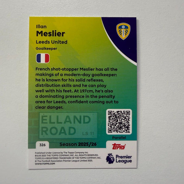 Topps Premier League 25/26 Illan Meslier Blue Sparkle Parallel Card /150