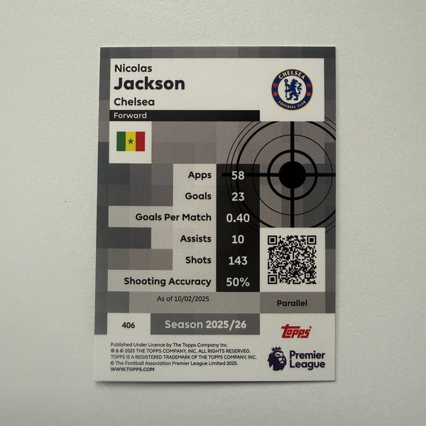 Topps Premier League 25/26 Nicolas Jackson Chelsea Pink Parallel Card /399
