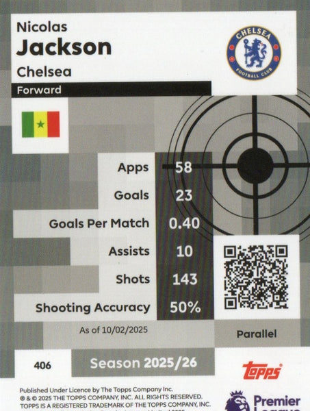 Topps Premier League 25/26 Nicolas Jackson Chelsea Pink Parallel Card /399