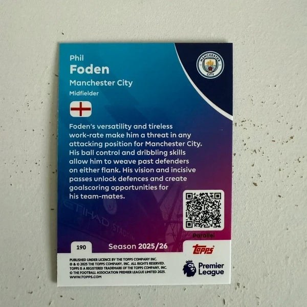 Topps Premier League 25/26 2026 Phil Foden Manchester City Green Card /499