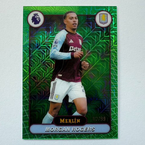 Topps Merlin Premier League 2026 Morgan Rogers Green Refractor /99 Aston Villa