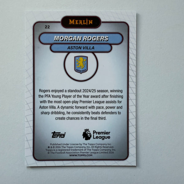 Topps Merlin Premier League 2026 Morgan Rogers Green Refractor /99 Aston Villa