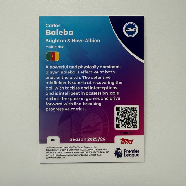 Topps Premier League 25/26 Carlos Baleba Brighton Pink Parallel Card /399