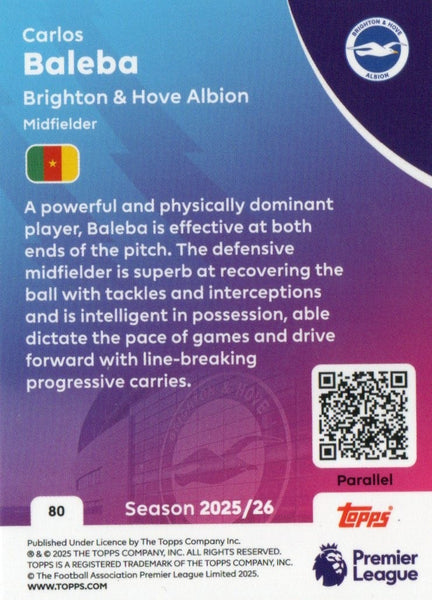 Topps Premier League 25/26 Carlos Baleba Brighton Pink Parallel Card /399