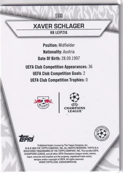 Topps Superstars 2024 23/24 Xaver Schlager RB Leipzig Uncommon Card #133