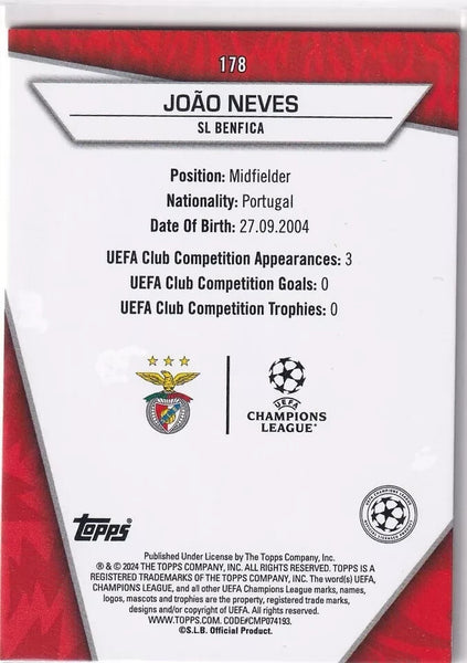 Topps Superstars 2024 23/24 Joao Neves Benfica Uncommon Card #178