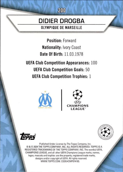 Topps Superstars 2024 23/24 Didier Drogba Marseille Golden Pixels Card #200