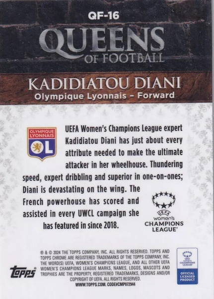 Topps Womens Chrome 2023-2024 Kadidiatou Diani Lyon Queens Of Football Card