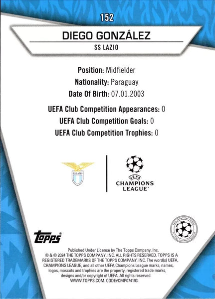 Topps Superstars 2024 23/24 Diego Gonzalez Lazio Golden Pixels Card #152