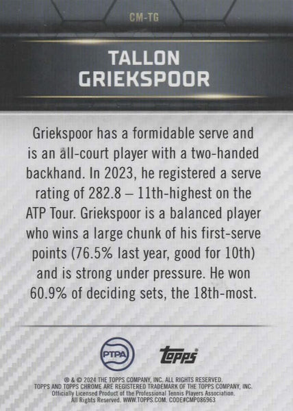Topps 2024 Graphite Tennis Tallon Griekspoor Court Masters Green Chrome /199