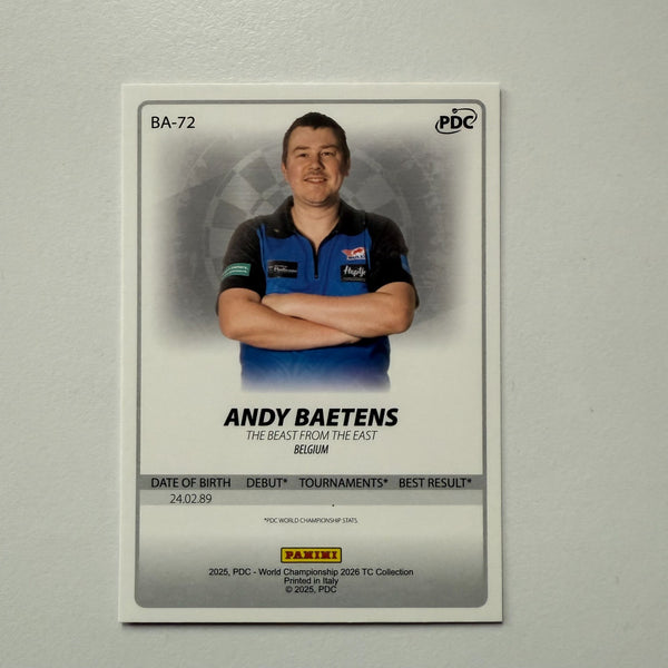 Panini 2026 PDC World Championship Darts Andy Batens Pink Cracked Ice Card