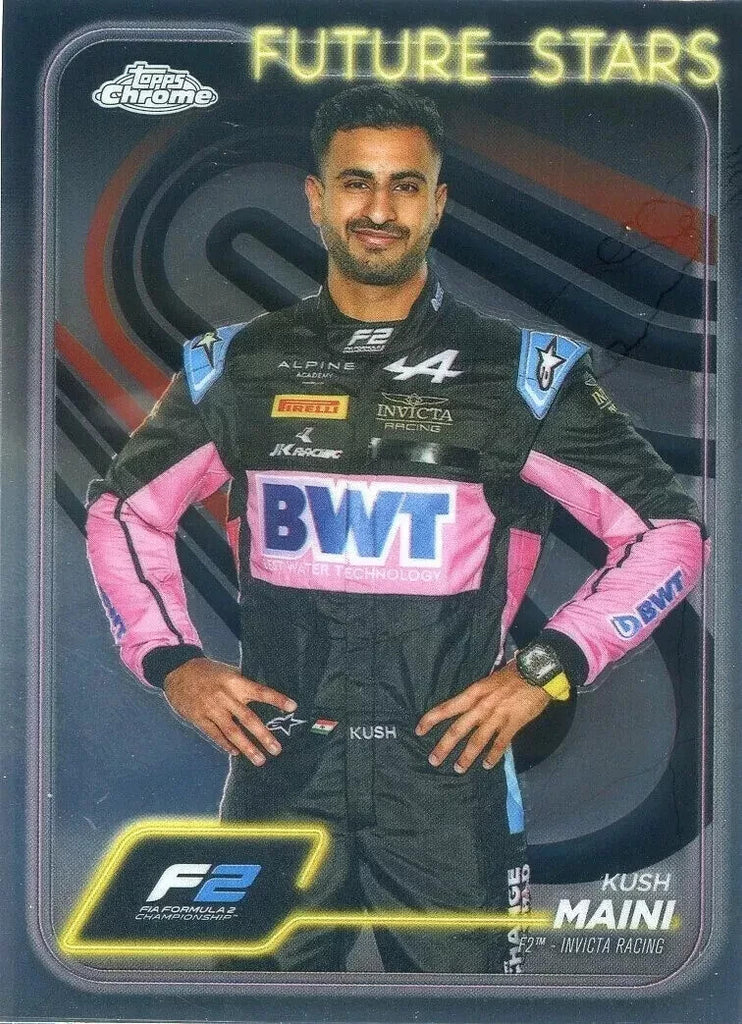 Topps Chrome Formula 1 2024 Kush Maini F2 Invicta Racing Future Stars Card #27
