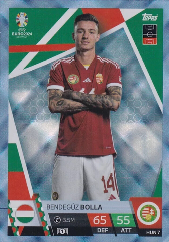Match Attax Euro 2024 Bendeguz Bolla Hungary Crystal Parallel Blue Topps Card