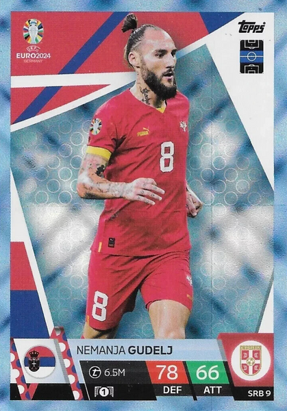 Match Attax Euro 2024 Nemanja Gudelj Serbia Crystal Parallel Blue Topps Card