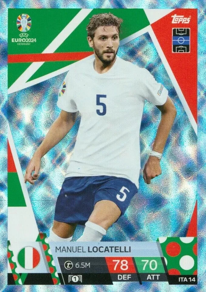 Match Attax Euro 2024 Manuel Locatelli Italy Crystal Parallel Blue Topps Card