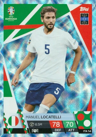 Match Attax Euro 2024 Manuel Locatelli Italy Crystal Parallel Blue Topps Card