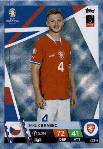 Match Attax Euro 2024 Jakub Brabec Czechia Crystal Parallel Blue Topps Card