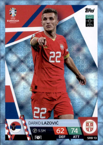 Match Attax Euro 2024 Darko Lazovic Serbia Crystal Parallel Blue UEFA Topps Card