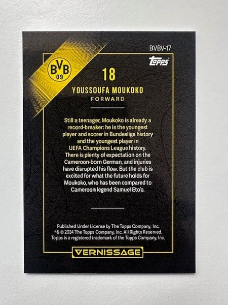 Topps Vernissage Borussia Dortmund 2023/24 Youssoufa Moukoko Base Card - No.18