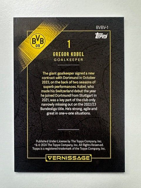 Topps Vernissage Borussia Dortmund 2023/24 Gregor Kobel Parallel Card 072/150