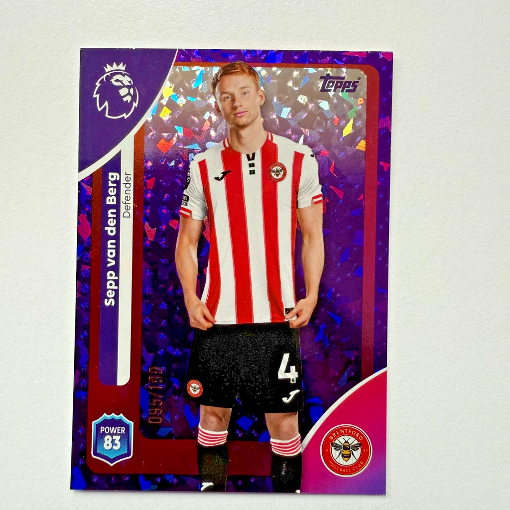 Topps Premier League 25/26 Sepp Van Den Berg Purple Parallel Brentford Card /199