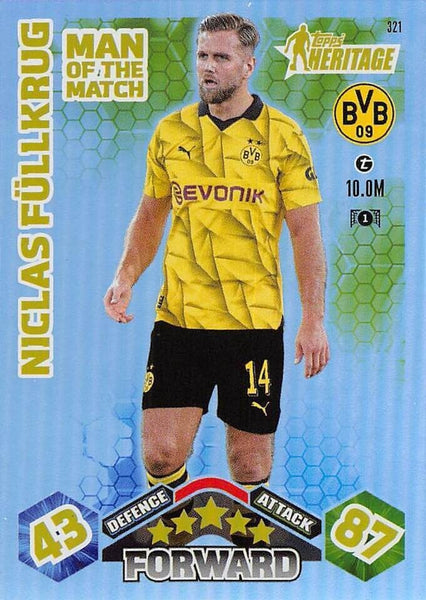 Match Attax Extra 23/24 Niclas Fullkrug Man Of The Match Heritage Trading Card