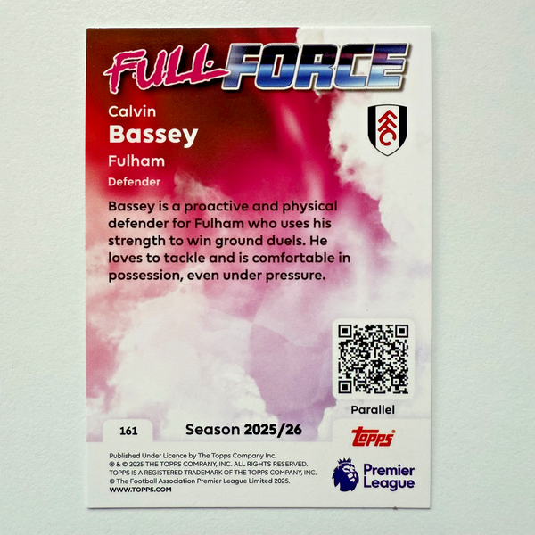 Topps Premier League 25/26 Calvin Bassey Full Force Purple Fulham Card /199