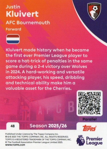 Topps Premier League 25/26 Justin Kluivert Green Parallel Bournemouth Card /99