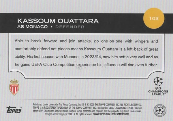 Topps UCC Flagship 2024/25 Kassoum Ouattara Monaco Flowfractor Parallel #103