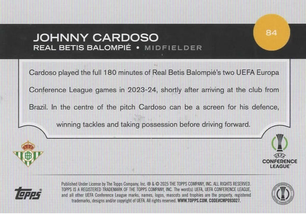 Topps UCC Flagship 2024/25 Johnny Cardoso Real Betis Flowfractor Parallel #84