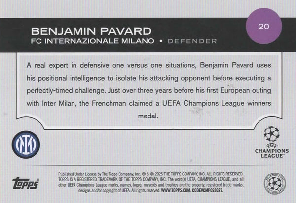 Topps UCC Flagship 2024/25 Benjamin Pavard Inter Milan Flowfractor Parallel #20