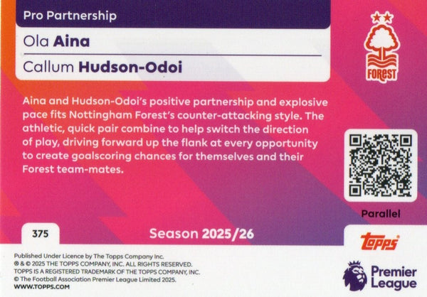 Topps Premier League 25/26 Aina Hudson-Odoi Pro Partnership Yellow /299