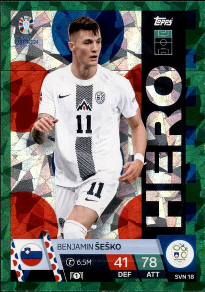 Topps Match Attax Euro 2024 Benjamin Sesko Green Parallel Hero Card Slovenia