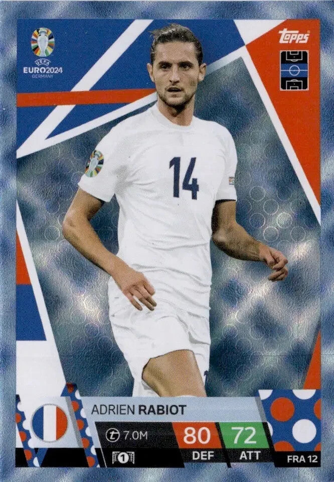 Match Attax Euro 2024 Adrien Rabiot France Crystal Parallel Blue Topps Card