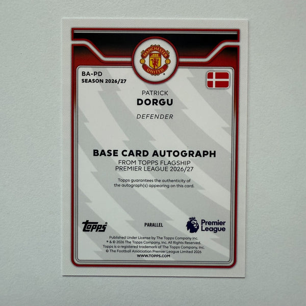 Topps Flagship Premier League 2026/27 Patrick Dorgu Green Auto /99 Man Utd